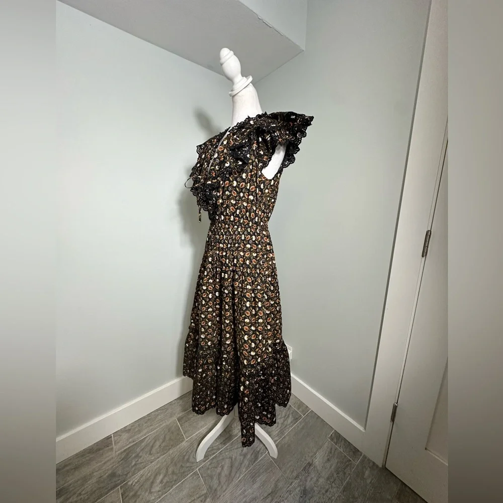 ULLA JOHNSON Yvette Floral Cotton Midi Dress Size 4 - Picture 8 of 17